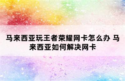 马来西亚玩王者荣耀网卡怎么办 马来西亚如何解决网卡